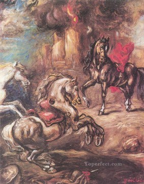 Animal Painting - caballos en carrera Giorgio de Chirico